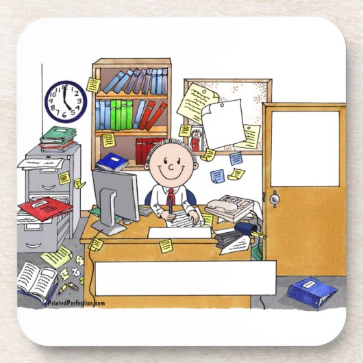 Büro - Messy, männlich Untersetzer (Vorderseite)