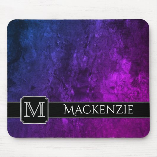 Büro Mystic-Topaz | Name Lila Pink Blue Ombre Mousepad (Vorne)