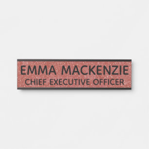 Büro Rosa Faux Glitter Türschild Namensschild