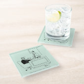 Büro-Schuld Glasuntersetzer (Schrägansicht)