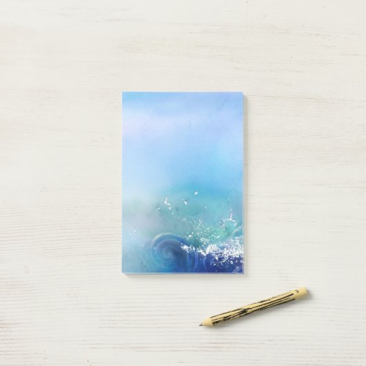 Büro - Wasserfarbenfrohe Meereswellen Post-it Klebezettel (Auf Schreibtisch)