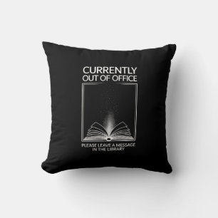 Büroabwesenheitsnachricht in der Bibliotheksästhet Kissen