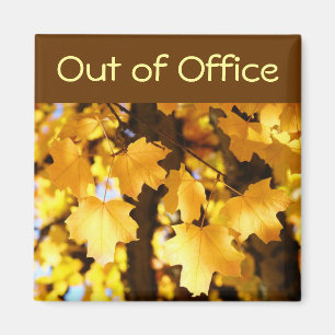 Büroausflug Magnet Schild Gelbe Herbstbaumblätter