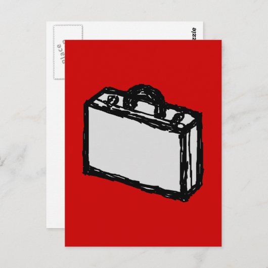 Bürobriefkasten oder Reisekoffer. Sketch über Rot Postkarte (Vorne/Hinten)