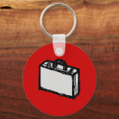 Bürobriefkasten oder Reisekoffer. Sketch über Rot Schlüsselanhänger (Vorderseite)