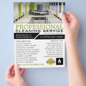 Büroeinstellungen, Werbung für Reinigungsdienste Flyer (Hand)