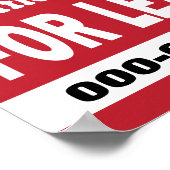 Bürofläche für Leasing in rot mit Telefonnummer Poster (Ecke)