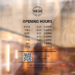 Büroöffnungszeit, Firmenlogo, QR-Code Fensteraufkleber