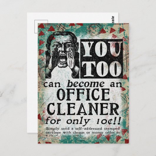 Büroreiniger - Funny Vintag Retro Postkarte (Vorne/Hinten)