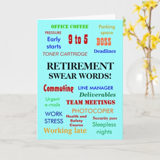 Büroruhestand | Annoying Joke Swear Words Karte (Gelbe Blume)