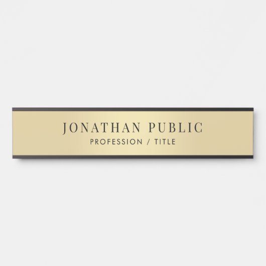 Büroschule Custom Elegante Black & Gold Long Türschild (Vorderseite )