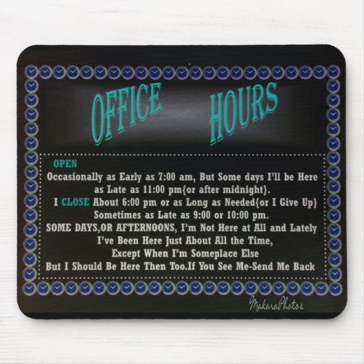 Bürostunden Mousepad-Schwarzes Mousepad (Vorne)