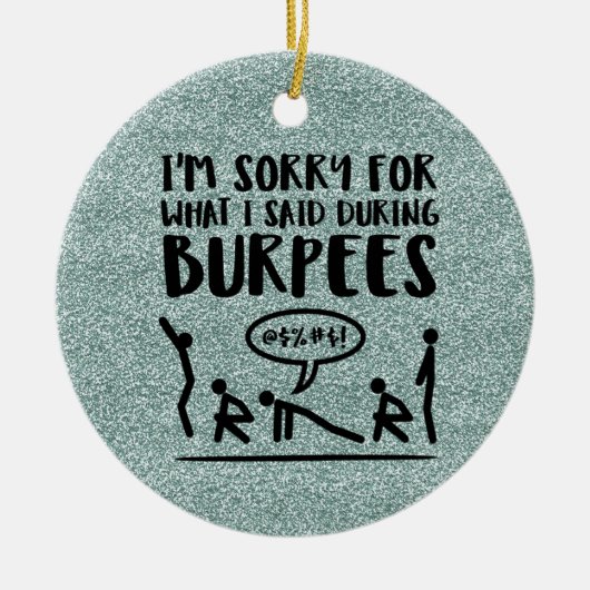 Burpee traurig (Glitter) Keramikornament (Vorne)