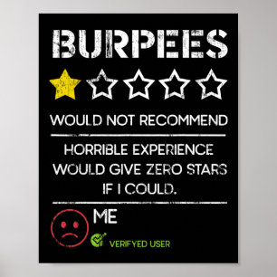 Burpees Würden Null Sterne Nicht Empfehlen Lustige Poster