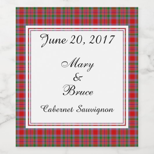 Burrell Scottish Wedding Wine Label Weinetikett (Einzelnes Label)