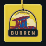 Burren Nationalpark Irland Reisen Art Vintag Keramikornament<br><div class="desc">Burren Vektorgrafik Design. Der Park beherbergt Berge,  Moore,  Heide,  Grasland und Wälder. Der Park ist der kleinste der irischen Nationalparks.</div>