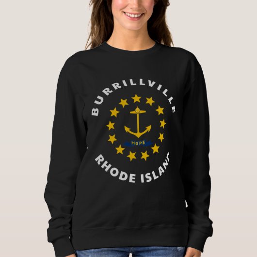 Burrillville Rhode Island RI Flag Badge Roundlet S Sweatshirt (Vorderseite)