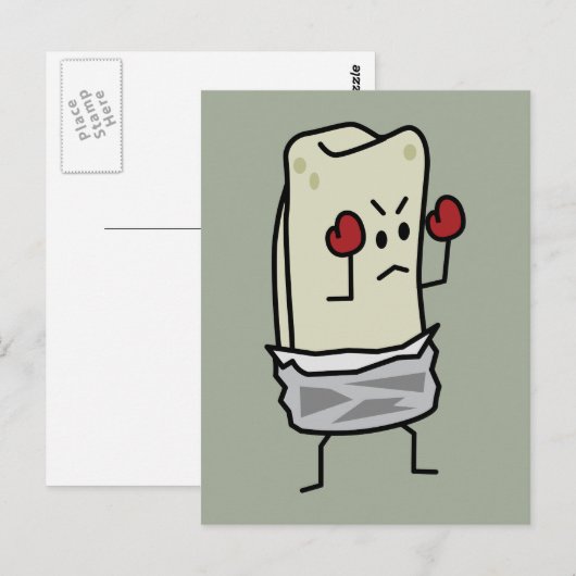 Burrito Boxer Kämpfer mit roten Boxhandschuhen Postkarte (Vorne/Hinten)