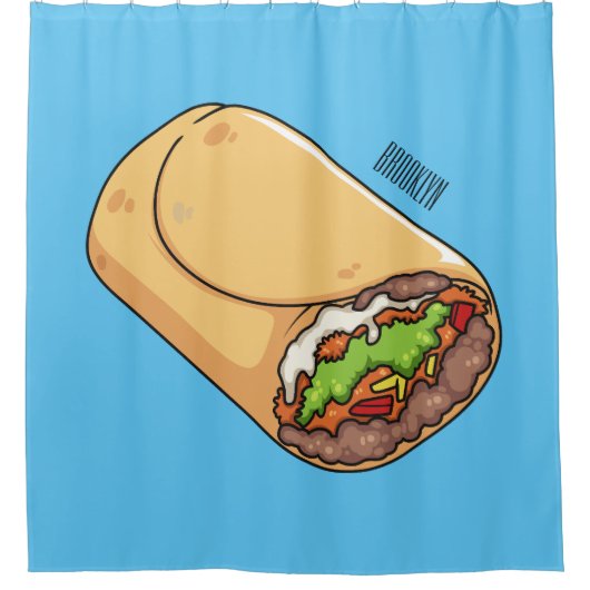 Burrito-Cartoon-Abbildung Duschvorhang (Vorderseite)