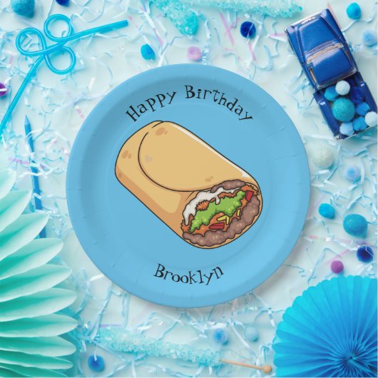 Burrito-Cartoon-Abbildung Pappteller (Party)