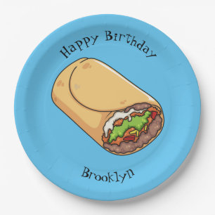 Burrito-Cartoon-Abbildung Pappteller