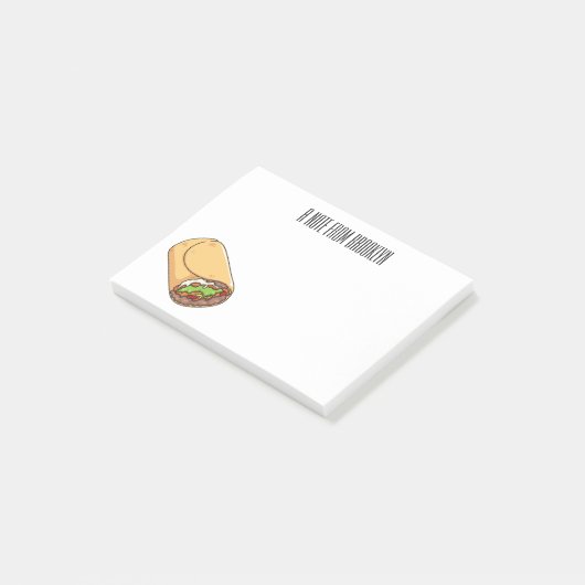 Burrito-Cartoon-Abbildung Post-it Klebezettel (angewinkelt)