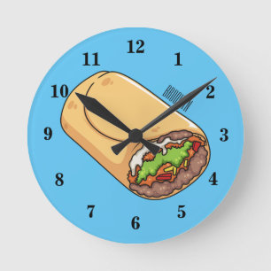 Burrito-Cartoon-Abbildung Runde Wanduhr