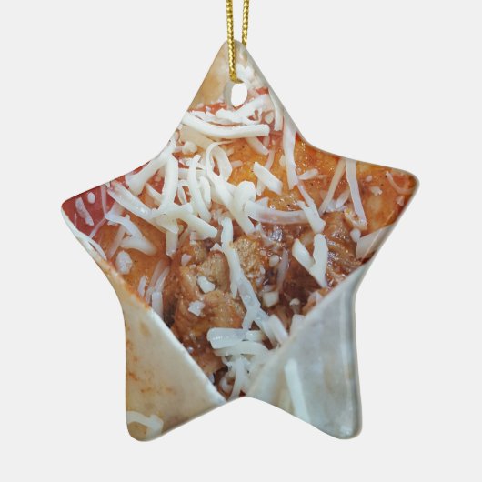 Burrito Cheese Funny Food Hintergrund Keramik Ornament (Links)
