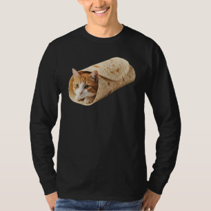 Burrito-Katze Lustiges Eingewickeltes Katzen-Meme- T-Shirt
