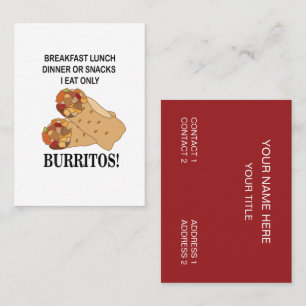 Burritos, die ich esse, nur Burrito Visitenkarte