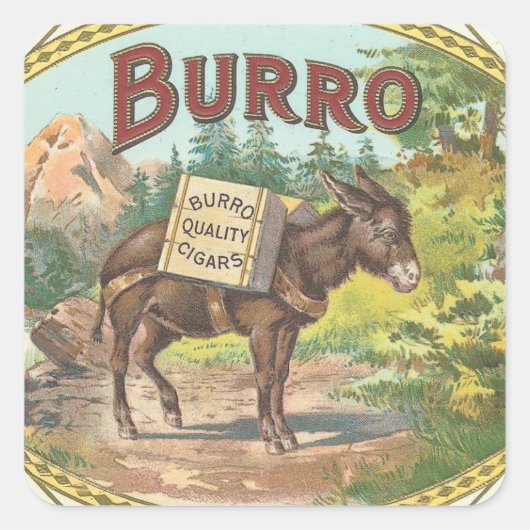 Burro Quadratischer Aufkleber (Vorderseite)