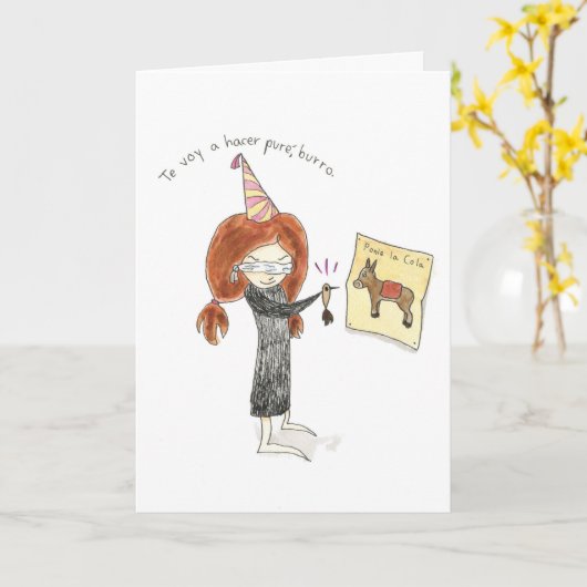 Burro Tarjeta de Cumpleaños Karte (Gelbe Blume)