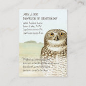 Burrowing Owl 2-seitige Visitenkarte für Vogelbeob (Rückseite)