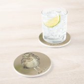 Burrowing Owl auf einer Cholla Rib Getränkeuntersetzer (Seite)