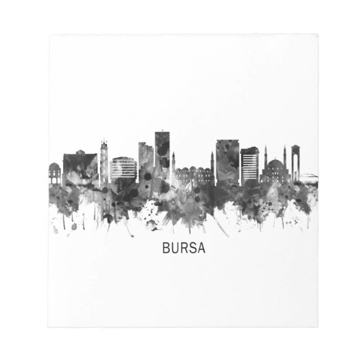 Bursa Turkey Skyline BW Notizblock (Vorderseite)