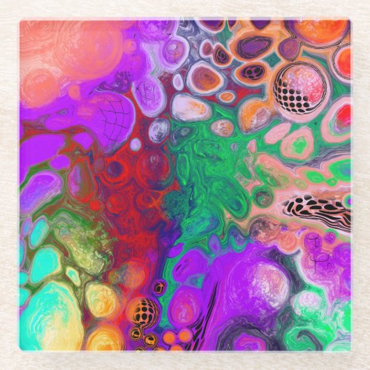 Burst of Colors Digital Fluid Art Glasuntersetzer (Vorderseite)
