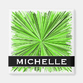 Burst of Green Lines Pattern + Individuelle Name M Magnet (Vorne)
