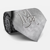 Bürst Stahl und metallischer Stein monogrammiert Krawatte (Gerollt)