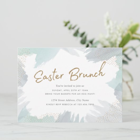 Bürsten-Anschläge Ostern laden ein Einladung (Stehend Vorderseite)