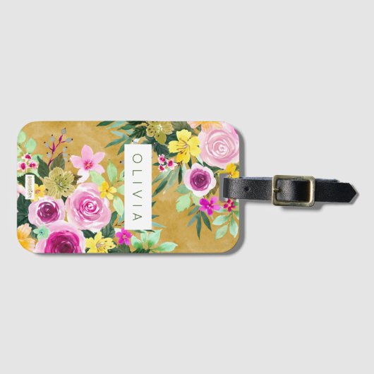 BURSTEN BOUQUET Mustard Yellow Custom Gepäckanhänger (Vorderseite (Horizontal))