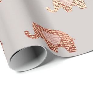 Bürsten-Goldrosa-graue Prinzessin Elephant New Geschenkpapier