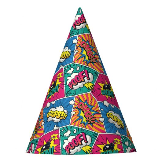 Bursten mit Farbe und Spaß - Explosion des Retro-C Partyhütchen (Vorderseite)