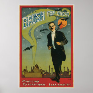 Bürsten Sie den großen Vintagen Magier Poster