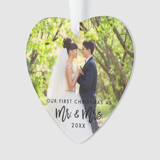 Bürsten-Skript-erster Weihnachtsherr u. Frau Foto Ornament (Vorderseite)