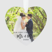 Bürsten-Skript-erster Weihnachtsherr u. Frau Foto Ornament (Vorderseite)