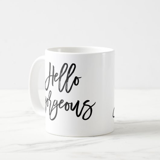 Bürsten-Skript-hallo herrliche Kaffee-Tasse Kaffeetasse (Vorderseite Links)