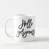 Bürsten-Skript-hallo herrliche Kaffee-Tasse Kaffeetasse (Links)