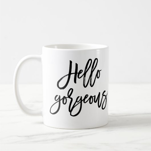 Bürsten-Skript-hallo herrliche Kaffee-Tasse Kaffeetasse (Links)