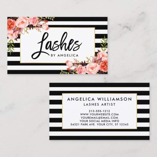 Bürsten-Skript-korallenrote Blumenpeitschen Visitenkarte (Vorne/Hinten)