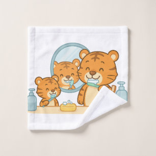 Bürsten Tiger - Niedlicher Morgenablauf Badhandtuch Set